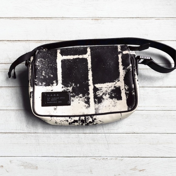L.A.M.B. Handbags - 🎉HP🎉L.A.M.B. Brick Print Black/Off-White Bag